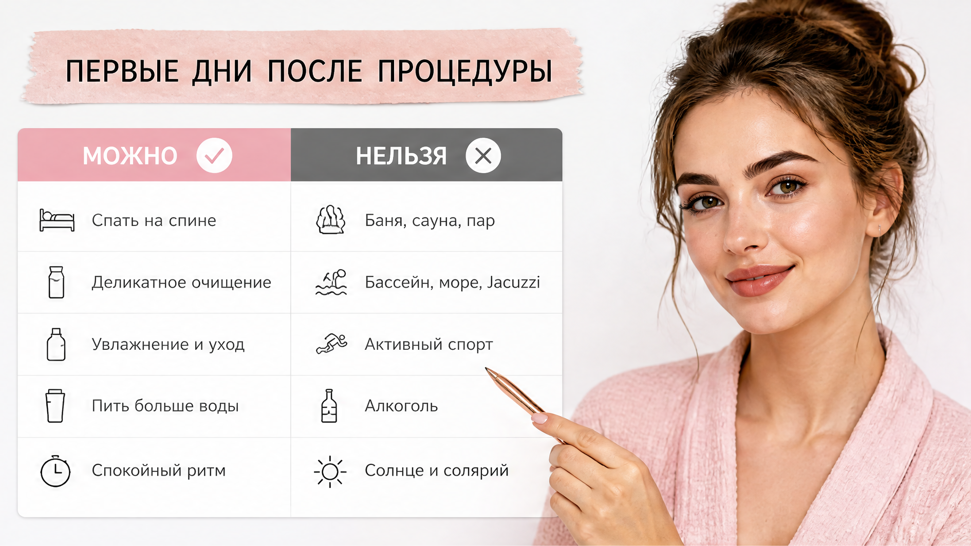 Таблица можно и нельзя после лазера — короткий ответ