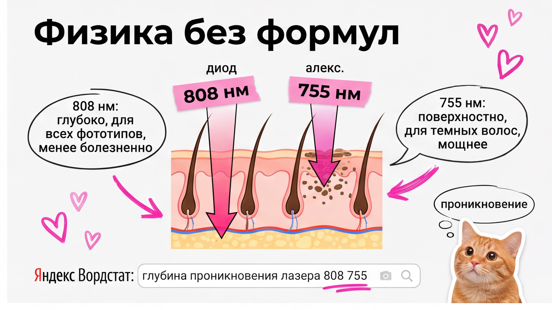 Сравнение длин волн 808 и 755 нм для эпиляции