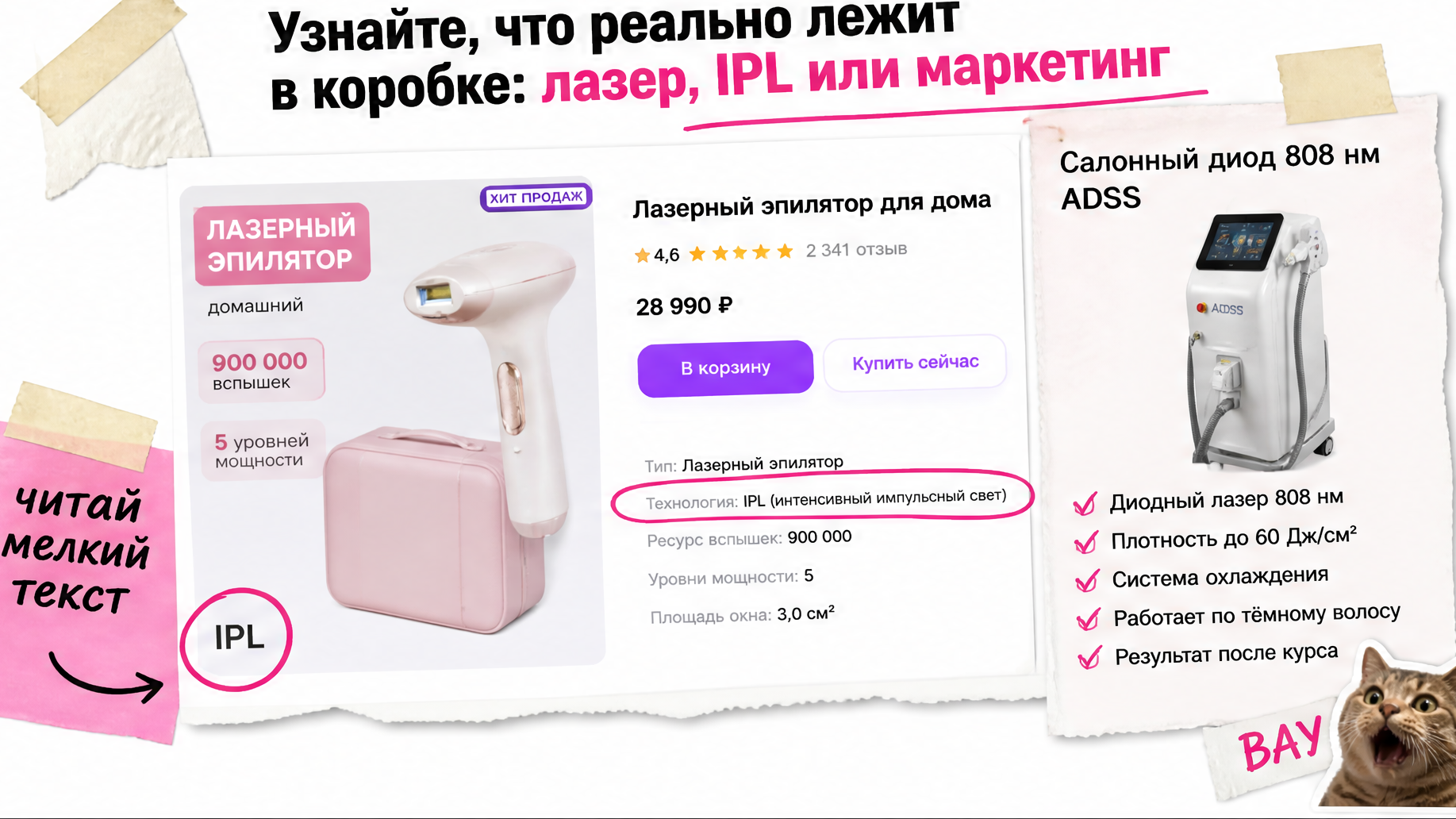 Таблица: домашний IPL против салонного диодного курса Laser PRO