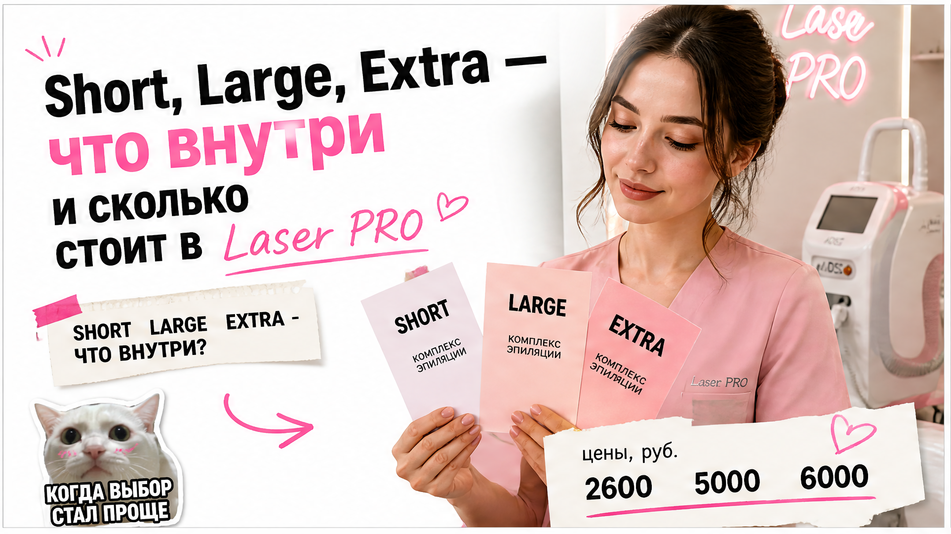 Комплексы Short Large Extra лазерная эпиляция — сравнение зон и цен Laser PRO СПб