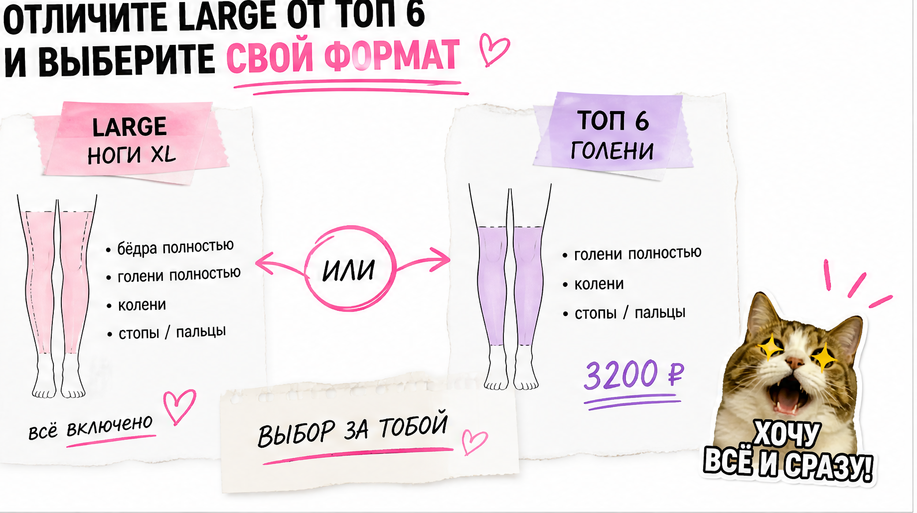 Large vs ТОП 6 - ноги полностью или голени, выбор комплекса Laser PRO