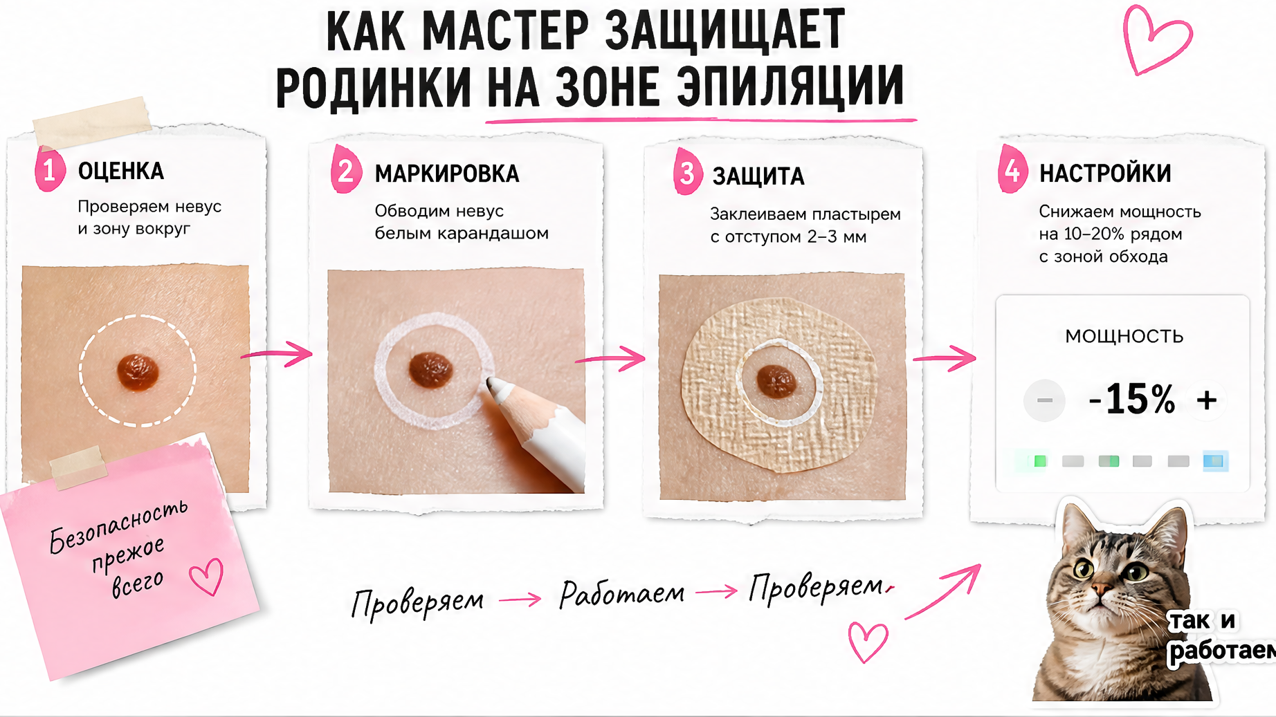 Схема защиты родинок при лазерной эпиляции