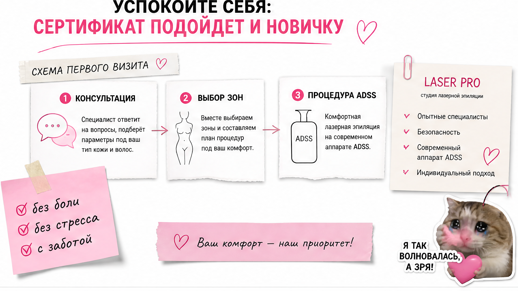 Консультация перед первой лазерной эпиляцией в салоне Laser PRO на проспекте Большевиков