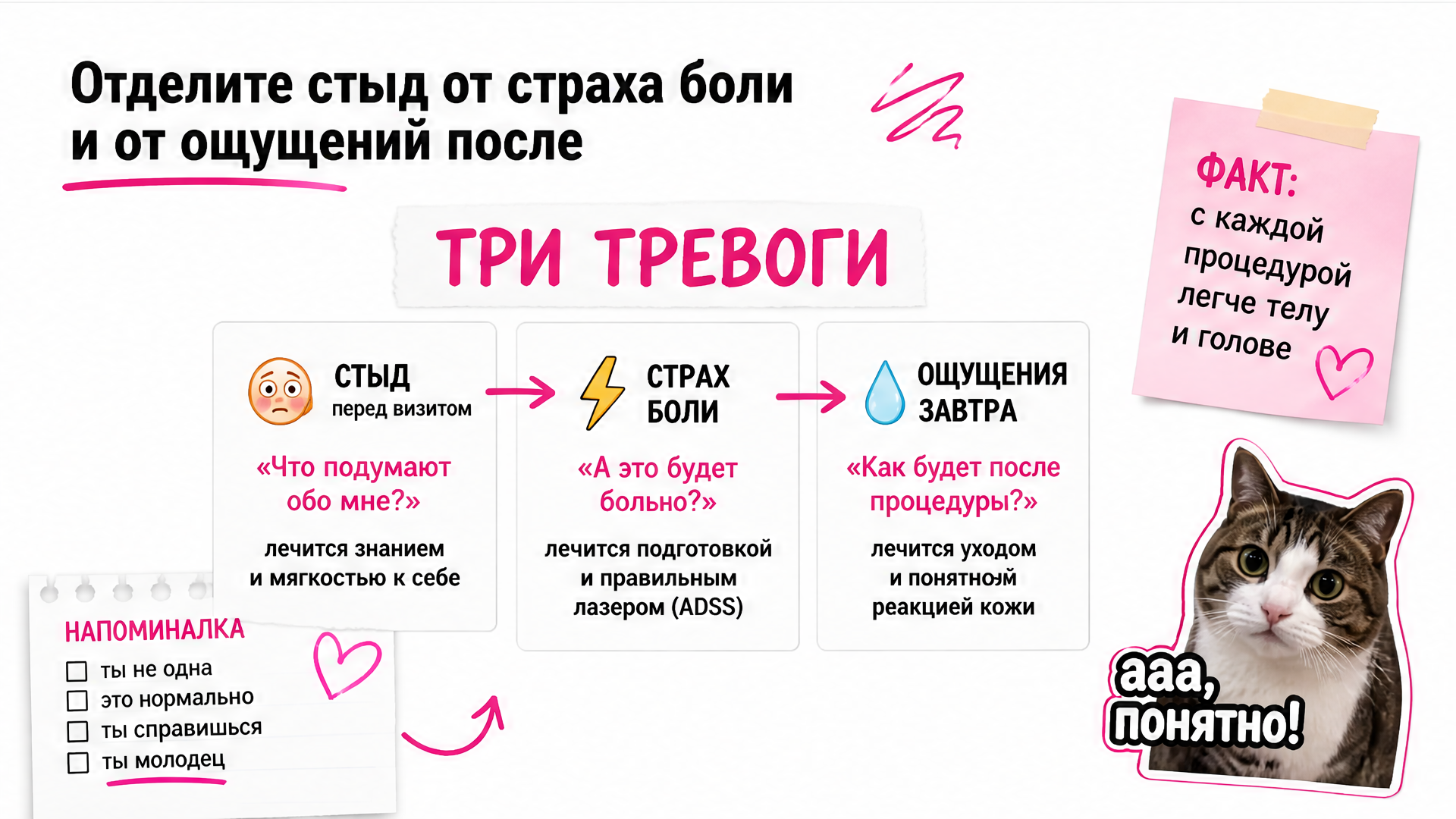 Схема: мастер видит зону работы, а не оценку фигуры в салоне Laser PRO