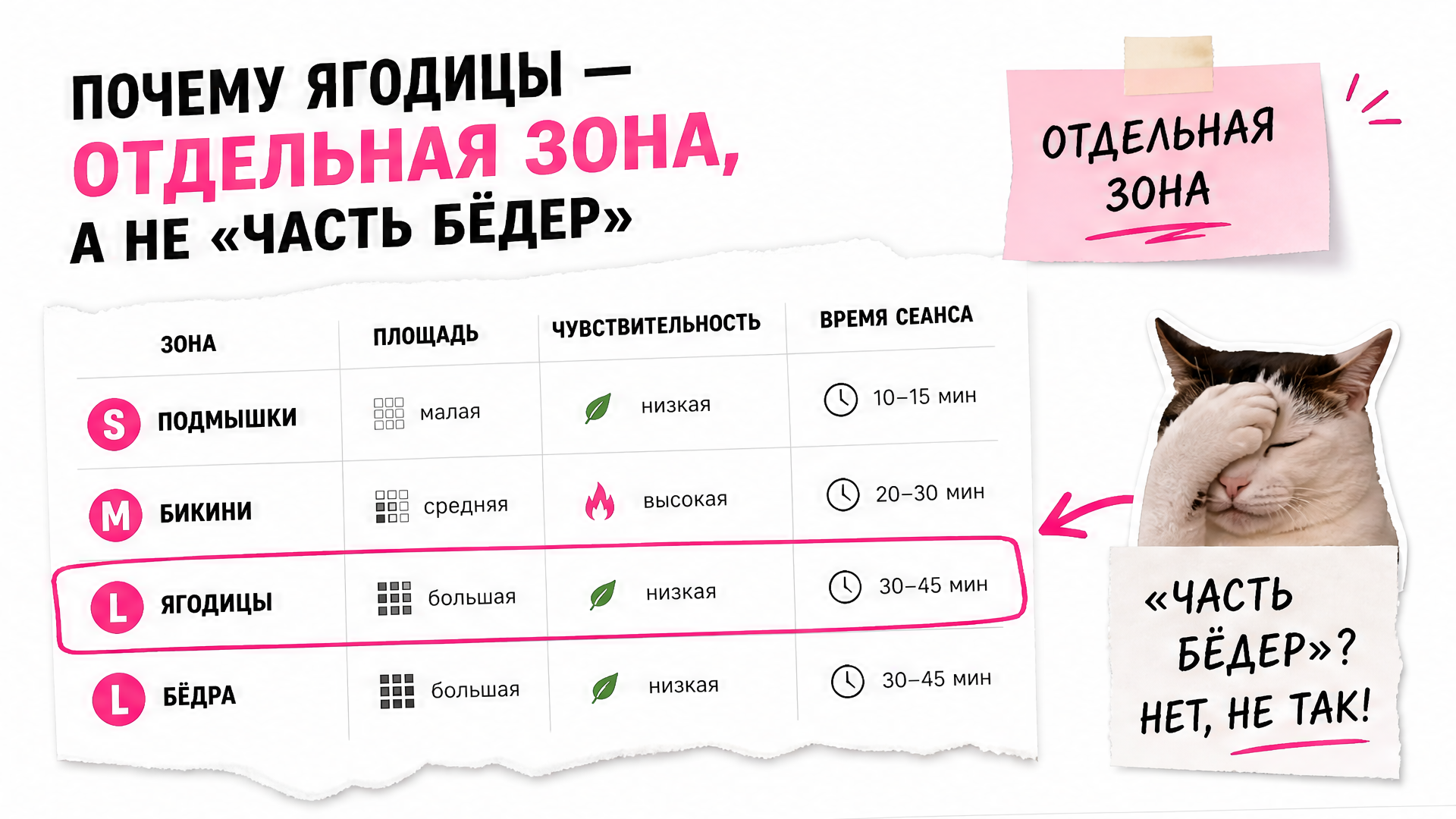 Почему ягодицы — отдельная зона L, а не часть бёдер — Laser PRO