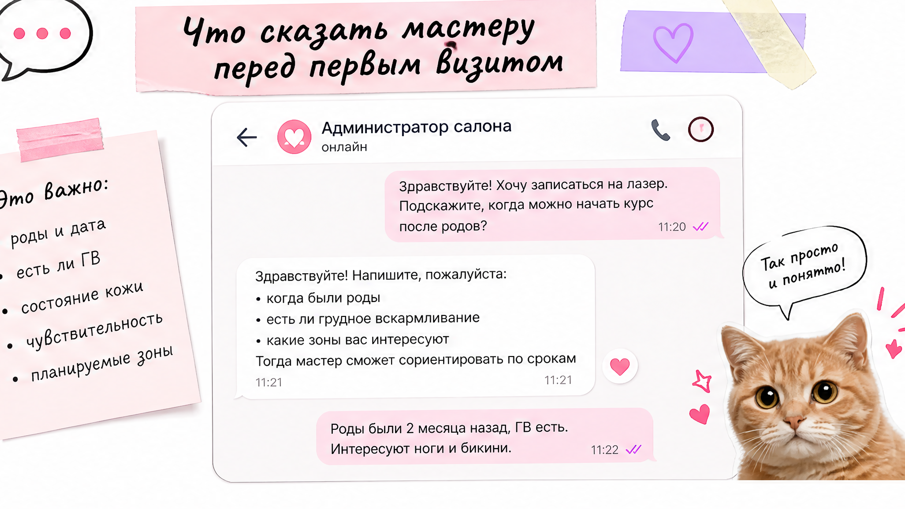 Фраза мастеру: кесарево, ГВ, прерванный курс лазера