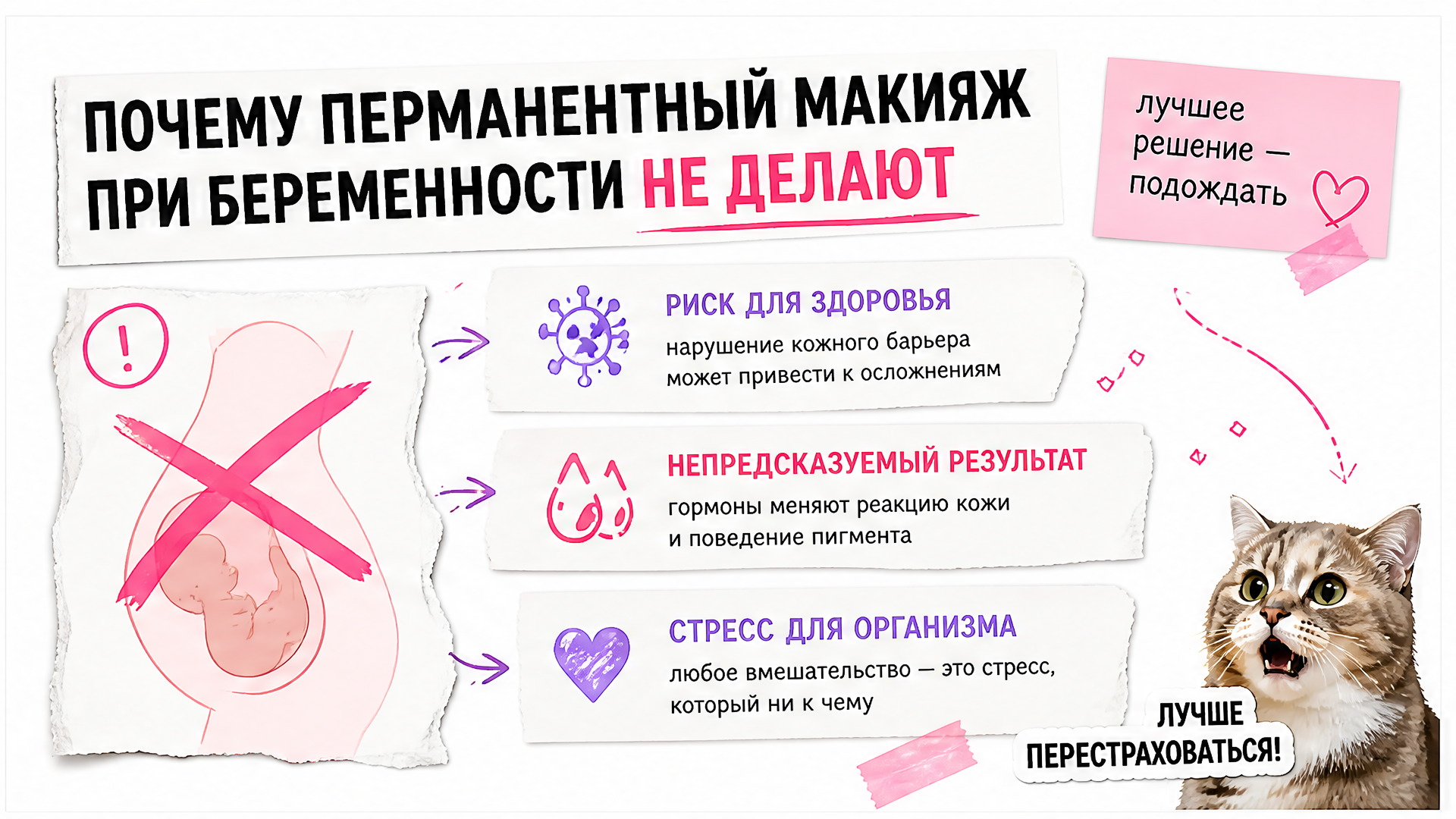 Абсолютные противопоказания PMU при беременности — брови и губы под запретом