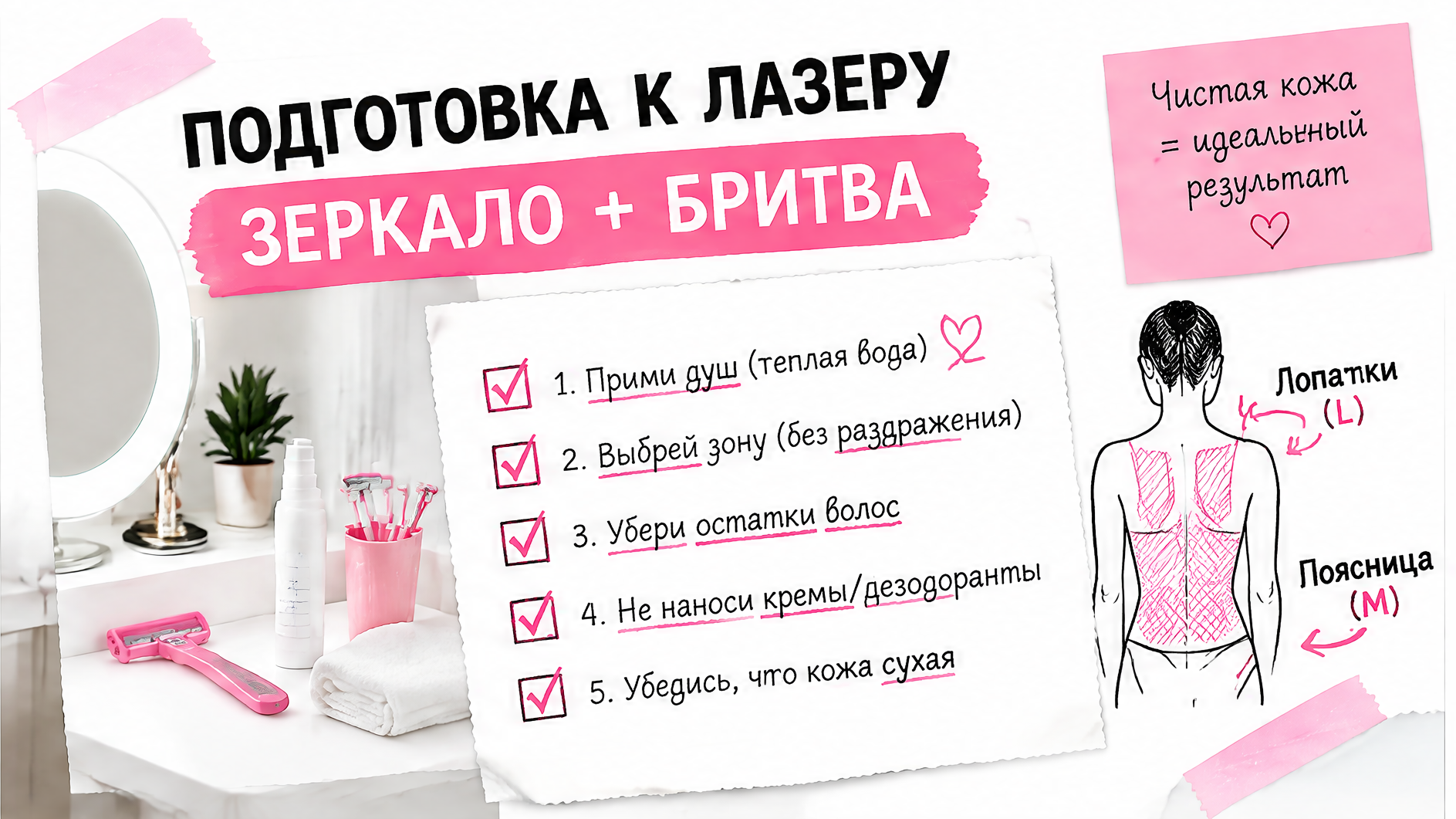 Бритьё поясницы перед лазерной эпиляцией