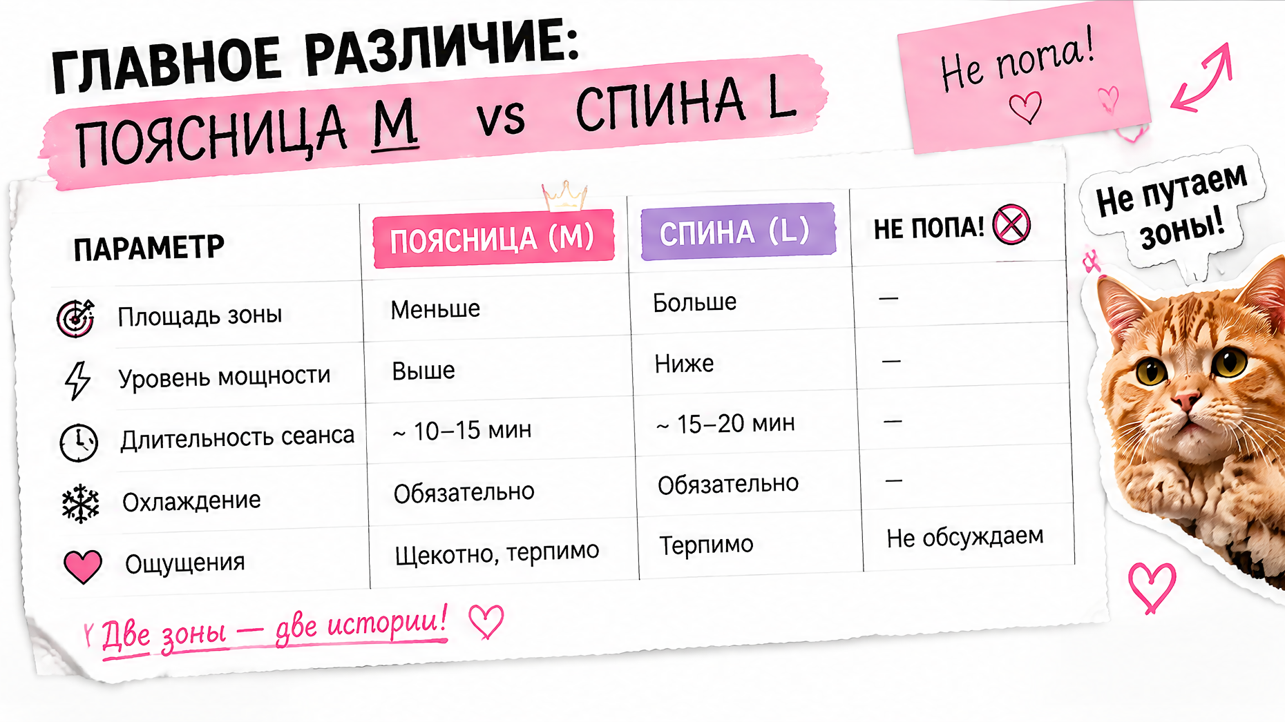 Схема зоны M поясницы и зоны L спины