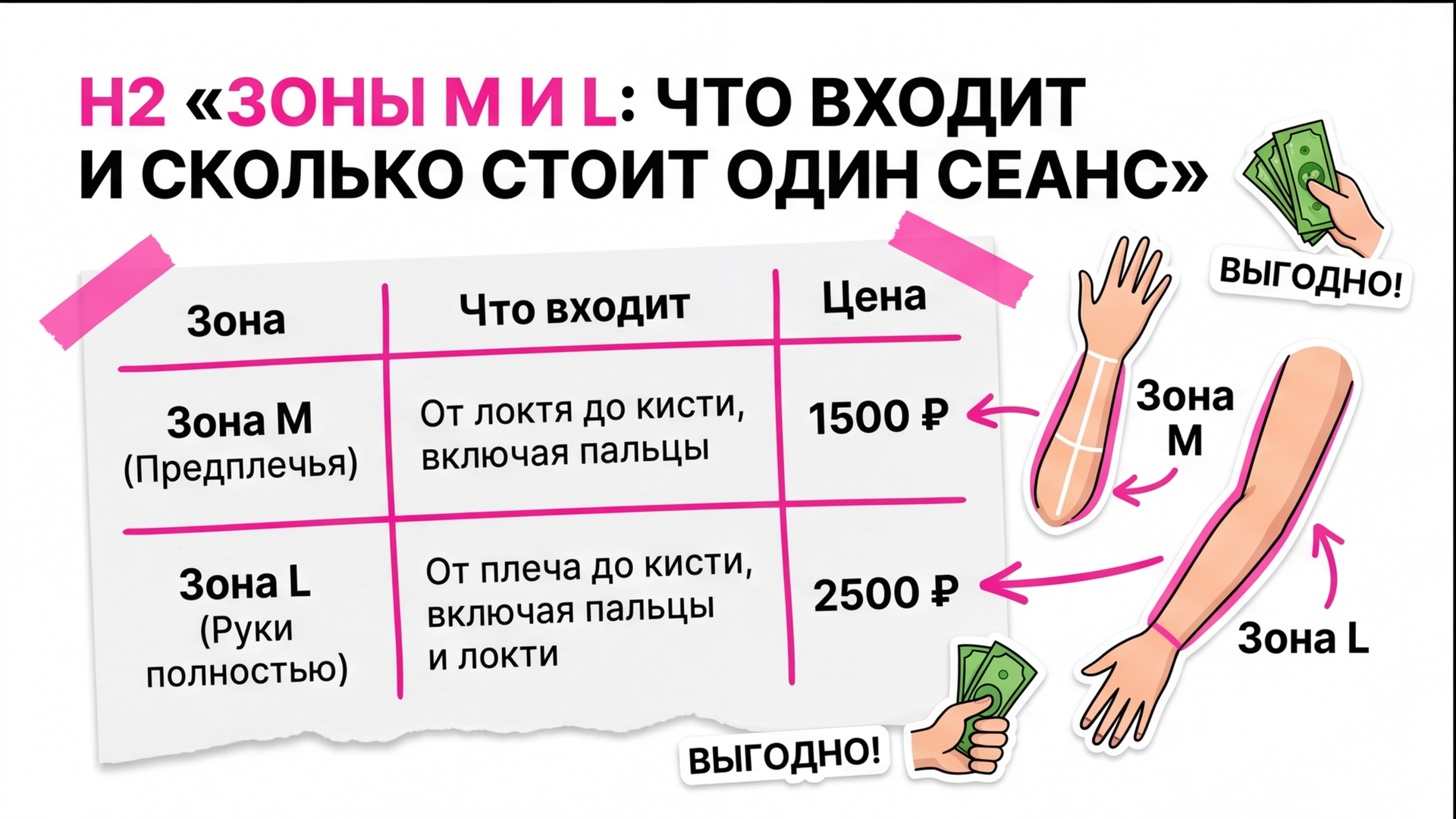 Сравнение зон M и L на руках